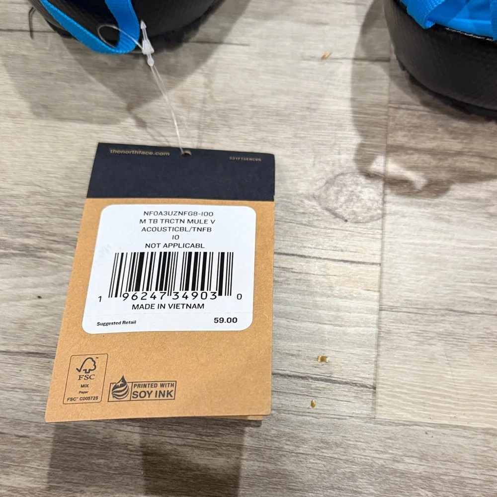 NWT- The North Face Blue Quilted Slip-On Mules